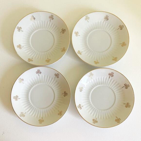 4 Vtg Irish Clover Porcelain Coffee Cups Saucers Japan Tea Cup, Mugs - Picture 10 of 14